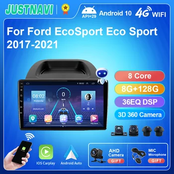 JUSTNAVI Android 10.0 autorádio Pre Ford EcoSport Eko Šport 2017-2021 Carplay Multimediálne Video Prehrávač, GPS Navigáciu Č 2din DVD
