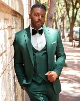 Klasický Zelený Muži Obleky Pravidelné Nosenie 3 Ks Formálne Svadby Zákazku Ženícha Prom Šaty, Kostým Homme terno masculino Sako Sady