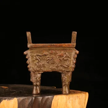 Kovové Kadidlo Tabuľka Drak Vzor Socha Sifang Ding Kadidlo Pece Čínsky Antické Zbierky Socha