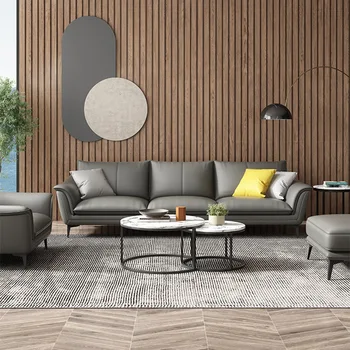 Kožená Sedačka Taliansky Štýl Svetlo Luxusné Nordic Jednoduchá Obývacia Izba High-End Gauč