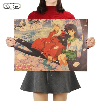 KRAVATU LÁTOR Japonské Kreslené Postavičky Plagát Inuyasha B Style Kraft Papier Stenu, Nálepky, Bar, Kaviareň, Dekoratívne Maľby 51.5X36cm