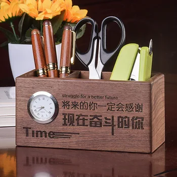 Kreatívne multifunkčné masívneho dreva držiak na pero kancelárske potreby ploche úložný box reklamné darčeky pracovný stôl príslušenstvo