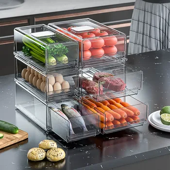 Kuchyňa Chladnička Úložný Box Zásuvky Typ Transparentné Ostrejšie Multi-Layer Potravinárska Akosť Vajec, Ovocia, Zeleniny, Úložný Box