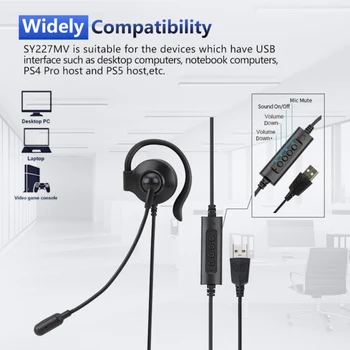 Káblový Mikrofón s 3,5 mm Jednej Strane Reproduktor Hlasová Office Headset Pre Jasnú výzvu S Ucho USB Vodič Ovládať AUX Pre Konferenciu