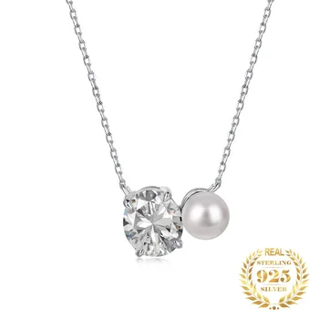 Kórejský Elegantné, Jemné Šperky Rýdzeho Striebra 925 Luxusné Zirkón Perlový Náhrdelník Prívesok v Lete Choker Náhrdelník pre Ženy Darček