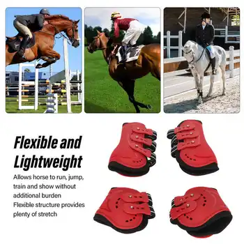 Kôň Prednej Nohy, Topánky Priedušná Vplyv Absorpciu Zabrániť Sklzu Mäkké Obloženie Ľahký Kôň Nohu Stráže Červená Zvierat