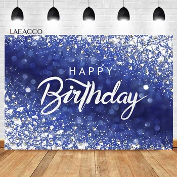 Laeacco Happy Birthday Pozadie Diamanty Svieti Snový Svetlo Bokeh Bodky Ženy Dospelých Portrét Vlastnú Fotografiu Na Pozadí