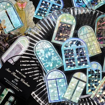 Laserová Strieborná PET Okno Crystal Nálepky Transparentné Koláž Kvet Deco Scrapbooking DIY Denník Plavidlá Nevyžiadanej Vestník Nálepky