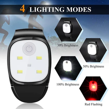 LED Klip Lampa 4 Osvetlenie Klip Noc Lampa USB Nabíjateľné Bezpečnostné Varovanie Lampa pre Jogging Nočné Prechádzky Rybolov, Turistika Cykloturistika