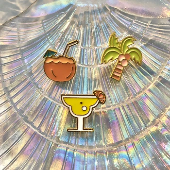 Letné Beach Kolekcie Smalt Kolíky Dovolenku Coconut Tree Shell Flamingo Toucan Kaktus Brošňa Odznak Cartoon Šperky Darček Priateľmi