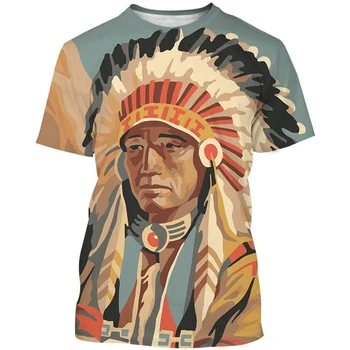 Letné Muži Fashion T-Shirt Indiánsky Náčelník, Tému Kmeňové Ducha 3d Tlač Ženy O'neck Krátky Rukáv T Shirt Chlapec Dievča Teen Oblečenie