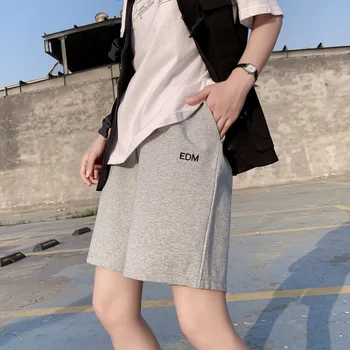 Letné nové módne dámske nikel nohavice sladké bežné Harajuku Bavlnené športové voľné širokú nohu vzor vytlačené úsek dievča sho