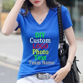 Letné Nový kórejský Verzia dámske Krátky Rukáv T-Shirt tvaru 95 Bavlna Topy Vlastné LOGO, Text