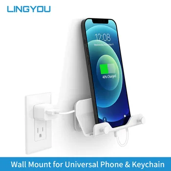 LINGYOU Punch-Free Univerzálny Mobilný Telefón Wall Mount S Hákom Pre iPhone 12 11 Tablet Držiak na Stene Tlačidlo, Stojany