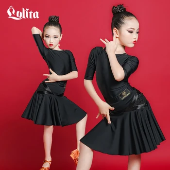 Lolita jarné a letné detské čisté červené latinskej tanečných kostýmov, ženský výkon detí šaty tanečné šaty black tanec ša