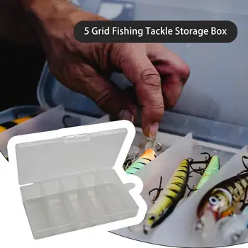 Lure Box s Vysokou Kapacitou 5 Oddelení Transparentné Pokles-odolné Plastové 5 Mriežky Rybárske Náčinie Úložný Box Outdoor Rybolov