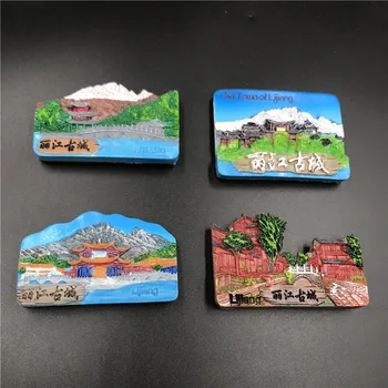 Magnety na chladničku Starého Mesta Lijiang Yunnan Scénické cestovného Ruchu obchod so Živice Chladnička Nálepky Tvorivé Úľavu Magnetické SU