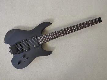 Matte Black Bezhlavého Elektrická Gitara s 24 Pražcov,Rosewood Hmatník,Vlastné Logo/Farba k Dispozícii