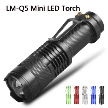 Mini LED Baterka 2000l Q5 LED Baterkou 3 Režimy Nastaviteľné Priblíženie Zameranie Baterky Lampy Penlight Nepremokavé prenosné svietidlo batéria T6