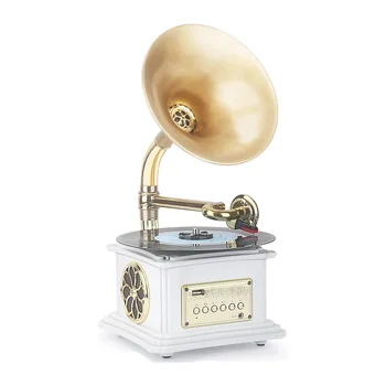 Mini Prehrávač záznamov s Hliníková Základňa, Medené Trúbky Phonograph Bluetooth Reproduktor, Ročník Gramophone Gramofónu pre Domáce