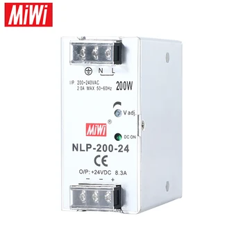 MIWI Jeden Výstup 220VAC NA 24VDC 8.3 A 200W Din lištu Namontovať Prepínanie Napájania NLP-200-24