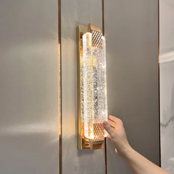 Moderné Crystal LED Nástenné svietidlo Nordic Interiér Luxusné Zariadené Verandy Svetlo Medi Nástenné Lampy, Obývacia Izba, Spálňa, Krb Svetlo