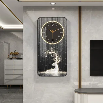 Moderné svetlo luxusné dekorácie, nástenné hodiny obývacia izba móde nový štýl verandu dekorácie maľovanie na stenu stlmiť hodiny