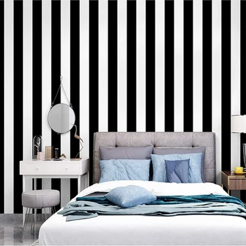 Moderné Čierne Biele Pruhy Samolepiace Tapety pre Obývacej Izby, Spálne, Nábytok, Skrine DIY Nálepku 10 m*45 cm Kontakt Papier