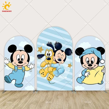 Modrá Mickey Mouse Baby Sprcha Klenuté Stenu Pozadie Kryt Chlapec, 1. Narodeniny, Party Dodávky Pozadí Cartoon Photo Studio