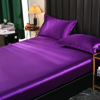Montované Plechové High-End Satin Matrac Pokrytie Farbou Luxusné Elastické Kapely Posteľ List Dvojité Queen Size Bedsheet