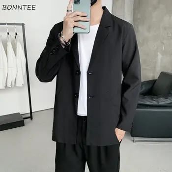 Muži Bežné Blejzre kórejský Módne Tlačidlo Obleky s Drážkou Outwear Klasické Čierne Business Sako Pekný Voľné M-3XL Streetwear Nové