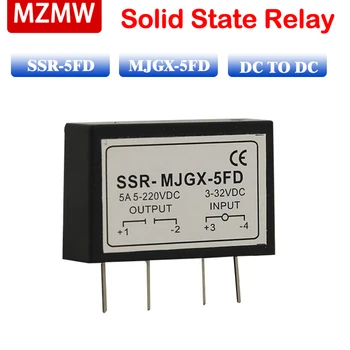 MZMW Malé ssd (Solid State Relé SSR-5FD MJGX-5FD JGX-5FD 5A jednofázový DC ovládanie DC 5-220VAC