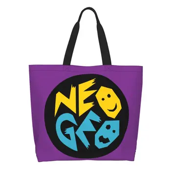 Móda Neogeo Arcade Nakupovanie Tote Bag Opakovane Potraviny Plátno Shopper Taška Cez Rameno