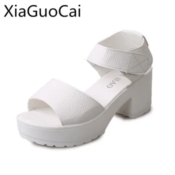 Módne Biela Farebné Ženy Sandále Biela Lacné Žena Platformu Sandále Vysoké Podpätky, Topánky Letné Plážové Sandále X8 35