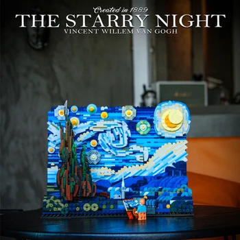 Na Hviezdna Noc 3001 MOC Umenie Maľba Vincent Van Gogh plastikový Model Stavebné kamene, Tehly Hračky Pre Deti Vianočné Darčeky