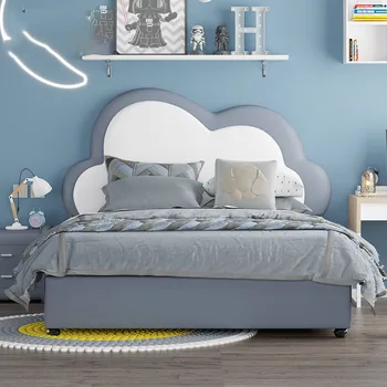 Nordic detí jednolôžko 1,5 m cloud lôžko izba chlapec malý rodinný kožené postele