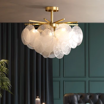 Nordic Luxusný Sklenený Luster Kovov pre Obývacia Izba Centrum Jedálenský Stôl Spálňa Domova Osvetlenie, Svietidlá, Dekorácie