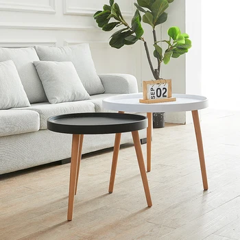 Nordic štýl jednoduchý malý konferenčný stolík z masívu kolo Moderný Minimalistický strane tabuľky malý byt nábytok do obývacej izby MC