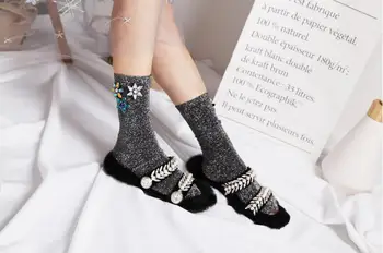 Nové Prišiel kórejský Štýl, Módne Lesk Ponožky Ženy Jar gem Kvet Gem Candy Farby, Ručne vyrábané Ponožky