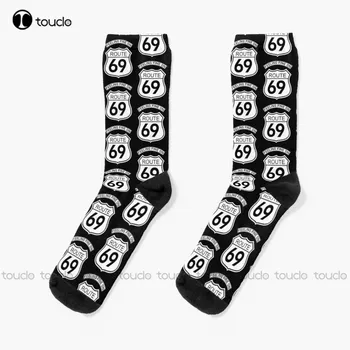 Nový Pocit Dobre Na Trase 69 - Route 66 Biele Ponožky Ponožky Dámske Osobné Vlastné Unisex Dospelých Ponožky Popularitu Dary