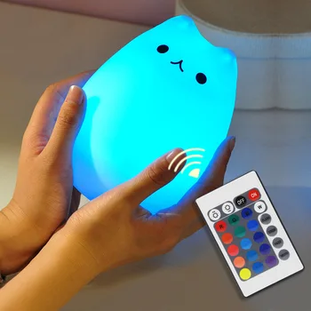 Nočné svetlo Mačka Silikónové LED deti Nočné Svetlo dieťa USB Nabíjateľné Snímač Touch lampa, baby, Deti Roztomilý Škôlky, Spálňa svetlá