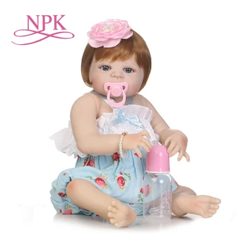 NPK 57CM Populárne Victoria zlepené vlasy parochňa Realisticky Dieťa dievča, darček k narodeninám plný silikónové Bonecas Bebes Reborn bábiky