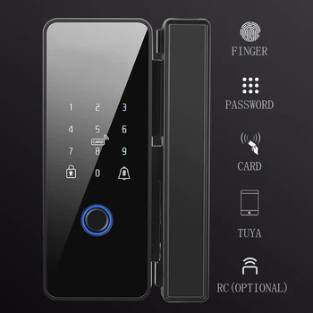 Okuliare Odtlačkov prstov Zámok Tuya APLIKÁCIU Bluetooth Smart Sklenené Dvere Biometrické Elektronické Ovládanie Dverí Zamky 13.56 Mhz RFID Diaľkové Odomknutie