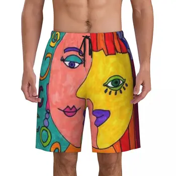 Pablo Picasso Art Board Šortky Mužov Cool Beach Šortky, Nohavičky Rýchle Suché Plávať Trenírky