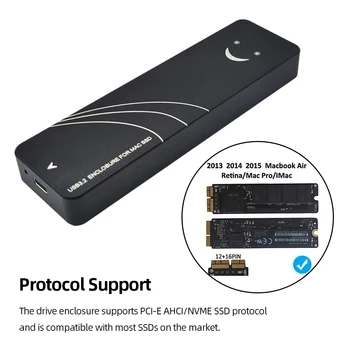 PCIe SSD Krytu (Solid State Drive) Externé Šachty 10/20Gbps PCI-E AHCI/NVME Protokol pre MacBook Air/Pro 13-17