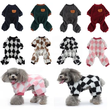 Pet Zimné Oblečenie pre Psov Jumpsuit Pyžamo Psie oblečenie pre voľný čas Oblek pre Teddy Yorkie Chihuahua Teplé Kostýmy Mačky Puppy Domáce Oblečenie