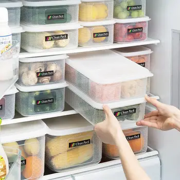 Plastové Úložný Box Pre Kuchyňa Chladnička Skladovanie Mrazených hermeticky uzavretých Box Mikrovlnná Lunch Box Chladnička Fresh-vedenie Box