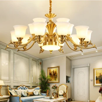 Plné Medené Obývacia Izba Luster Americký Jednoduché Európskej Jedáleň, Spálňa Svetlo Luxusných Domov Lampa