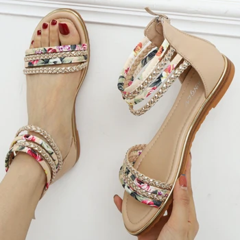 Ploché Dno Plážové Sandále dámske Módne, Elegantné Bežné Plus Veľkosť Späť Zip Prázdniny, Cestovanie Topánky Sandalias Femininas De Luxo