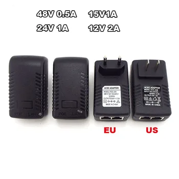 POE Injektor Ethernet CCTV Napájania 48V 0,5 A 15V 1A 12V2A pre IP kamery POE Switch Napájací Adaptér EU/US Možnosť D6